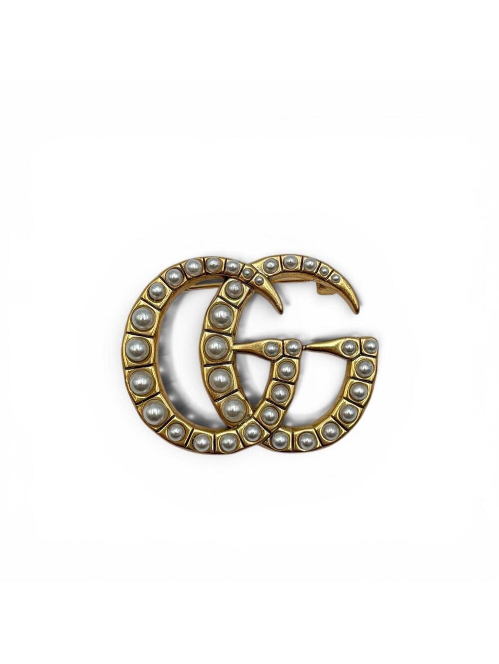 Gucci Interlocking GG Pearl-Embellished Brooch